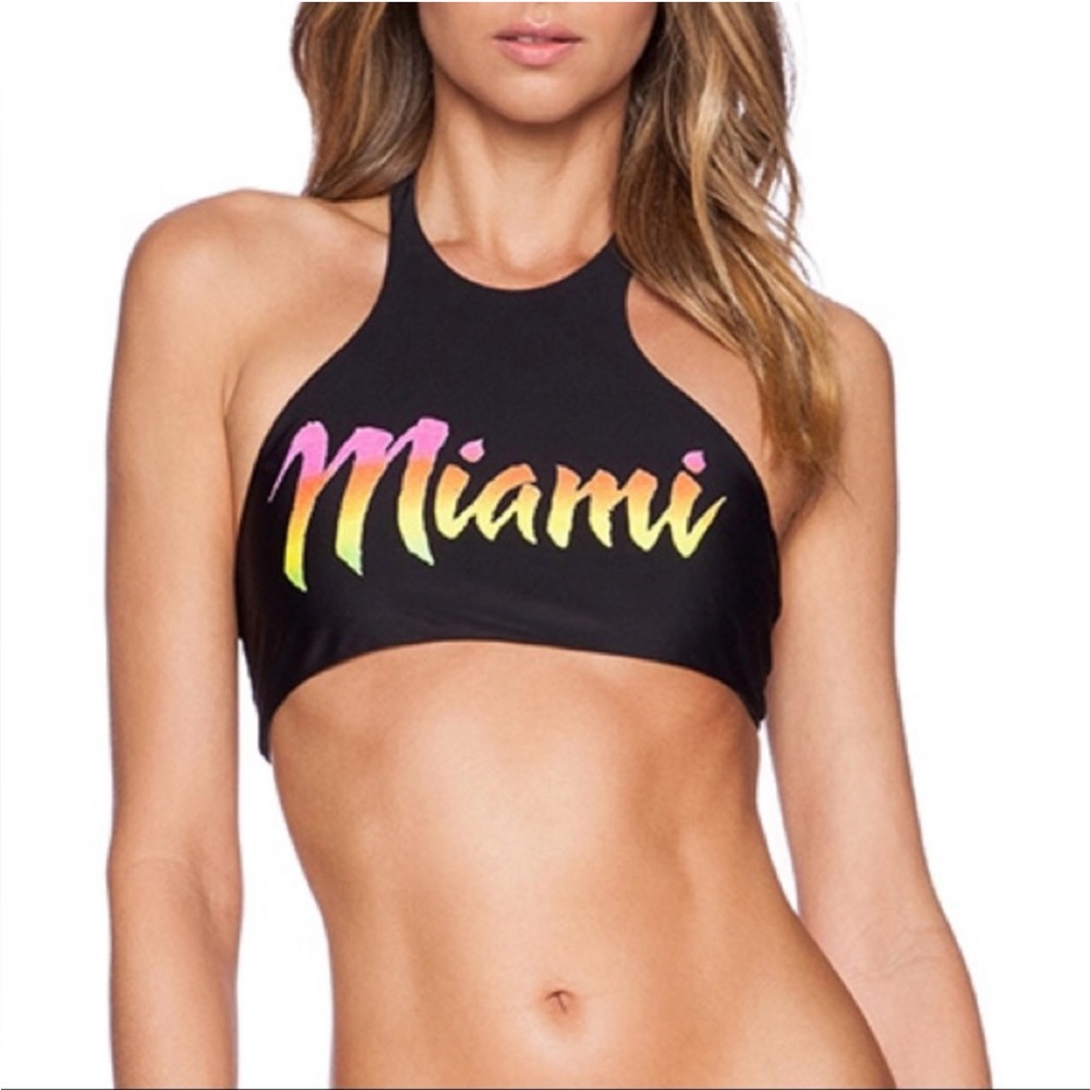 Beach Riot Miami Black and Neon Bikini Top